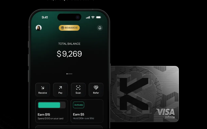 App Kast com saldo USD e cartão K Visa Infinite